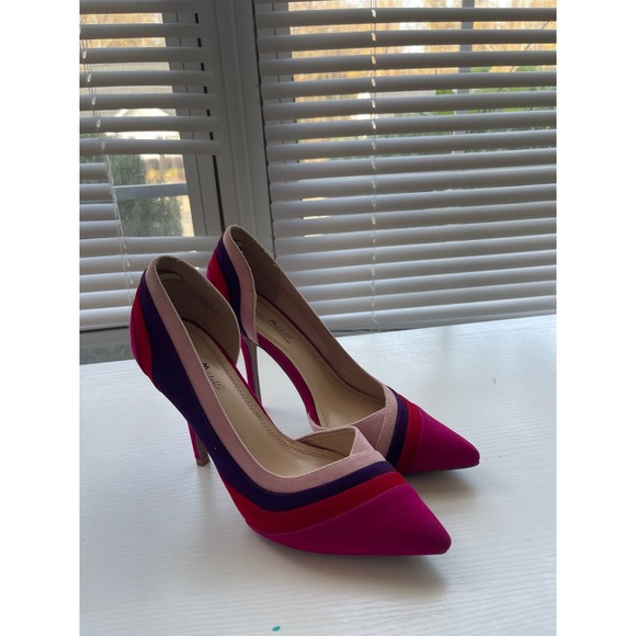 Anne Michelle Shoes - Anne Michelle Pink Purple Red Striped Pointed Toe D'Orsay Stiletto Pumps Size 8